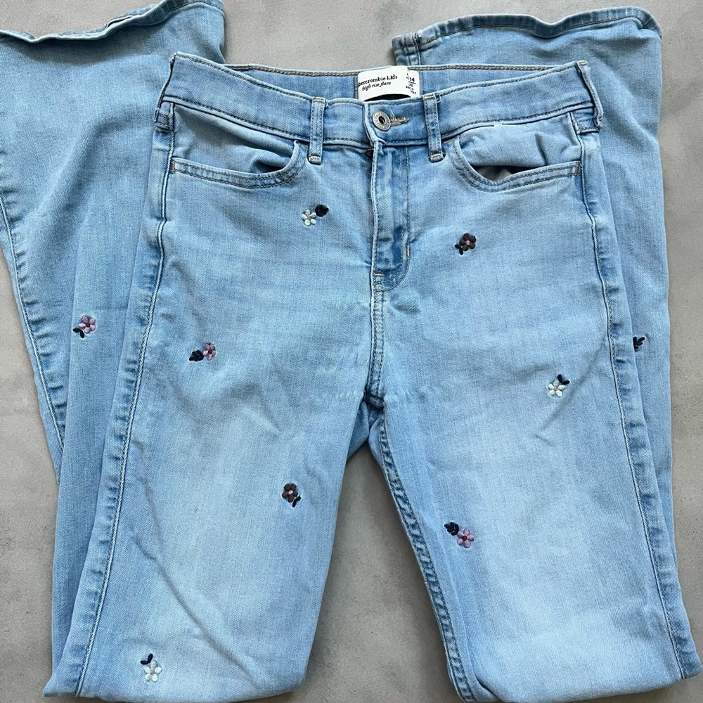 Abercrombie kids girls flowered embroidered jeans